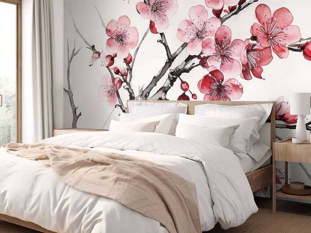 Blæktegning af kirsebærblomster grene #6