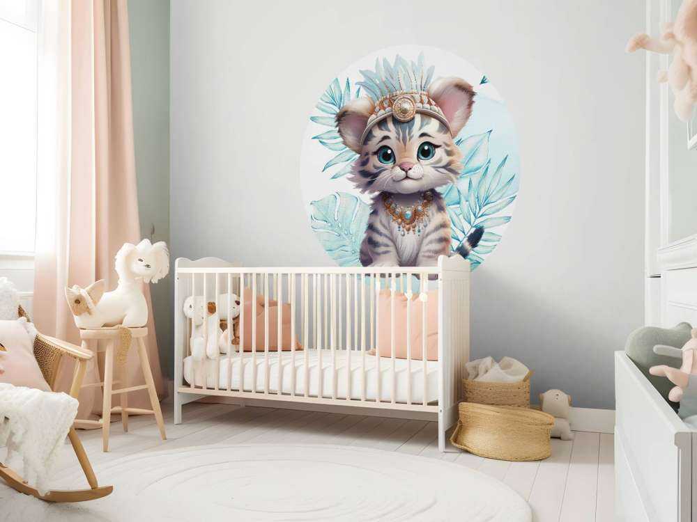 Tigerunge og blåt blad