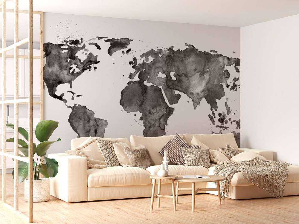 Sort verdenskort over akvarel