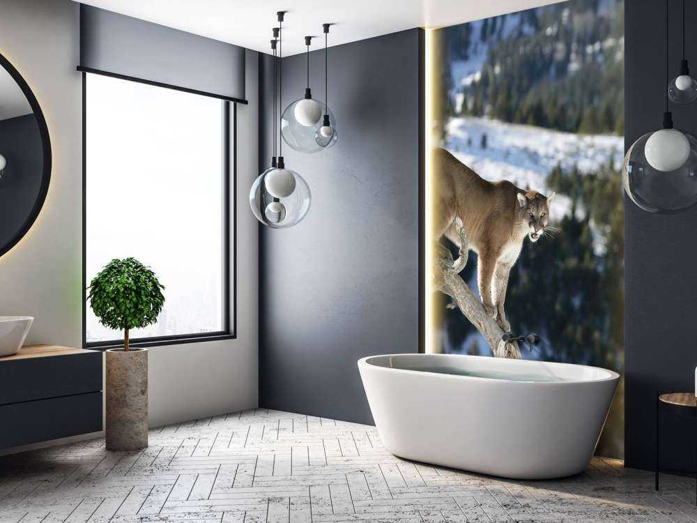 Bjergløve __på et dødt træ