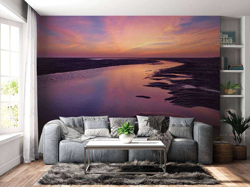 solnedgang med lilla luft