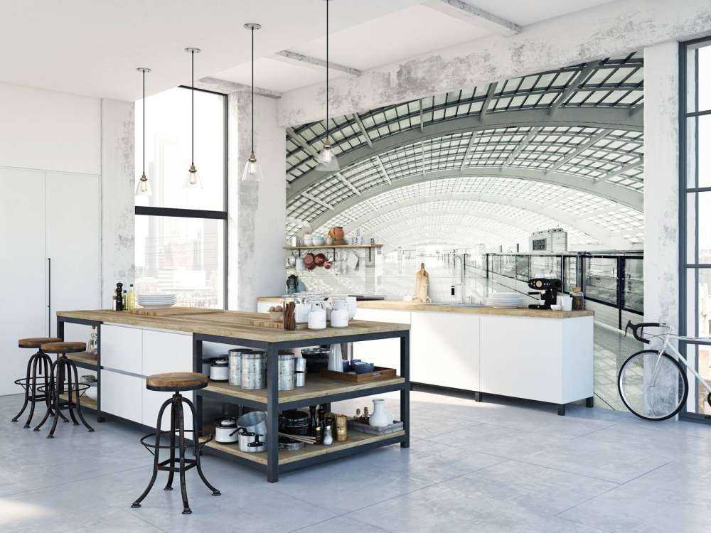 Moderne hall med avrunding