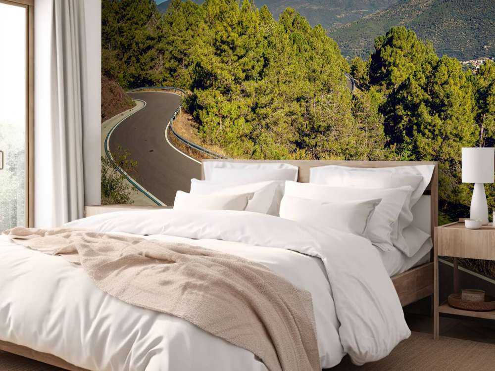 Limegrønn BMW på fjellvei