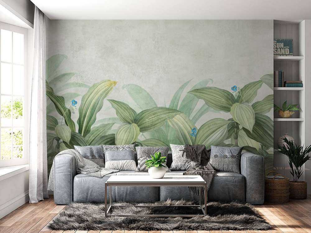 Broket gress med blomster