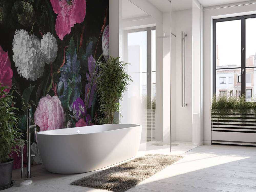 Barokkblomster stilleben - stemningsfullt rosa