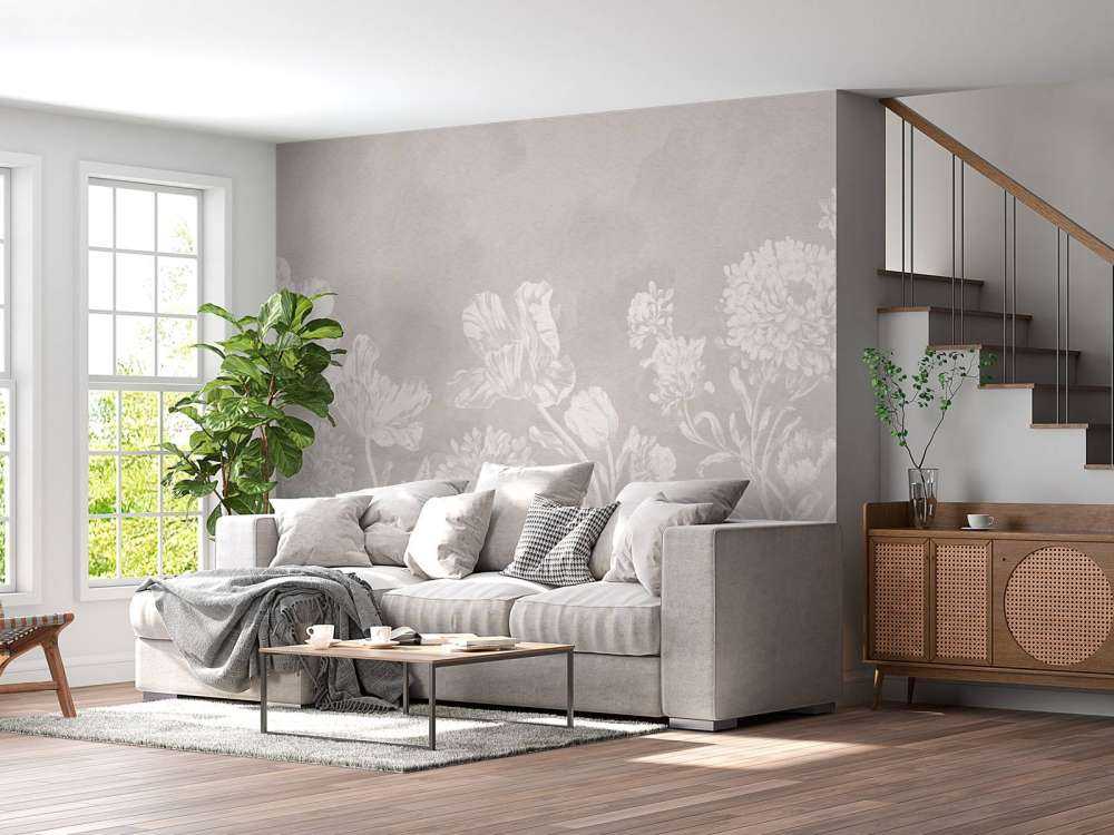 Barock blommigt landskap - greige