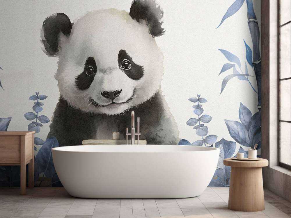 Pandabarn i djungeln blå
