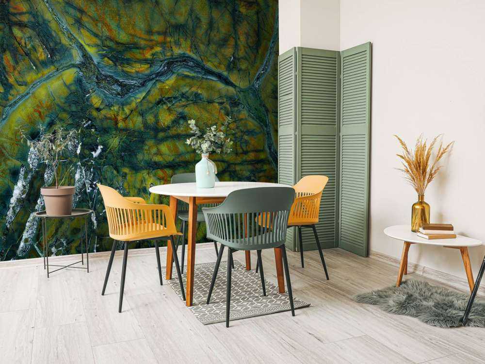 Grön marmor med orange