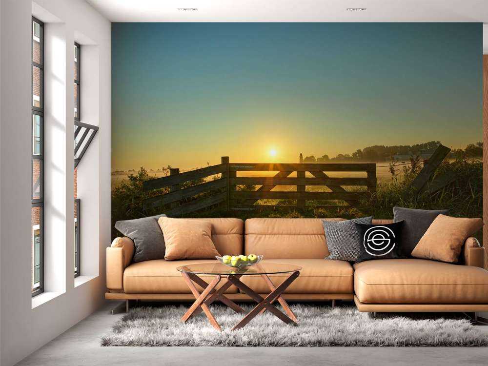 Staket vid soluppgång