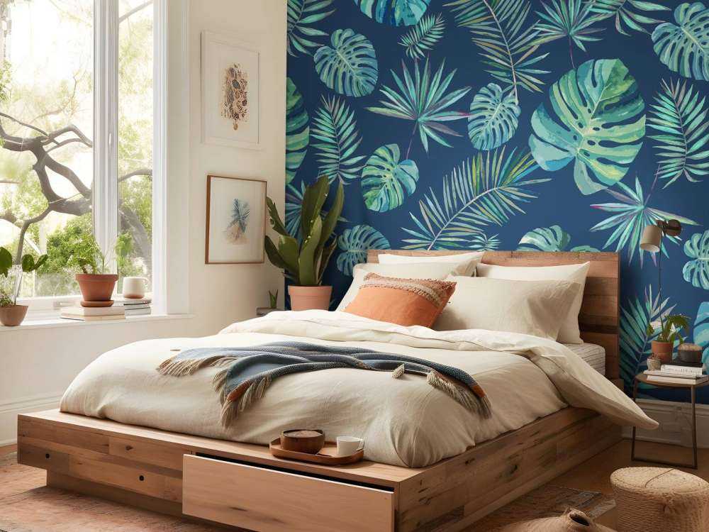 Palmblad och monstera