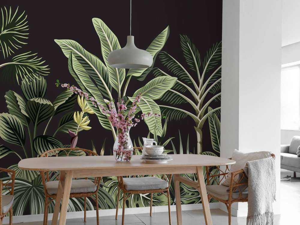 Tropisk palm på mörk bakgrund