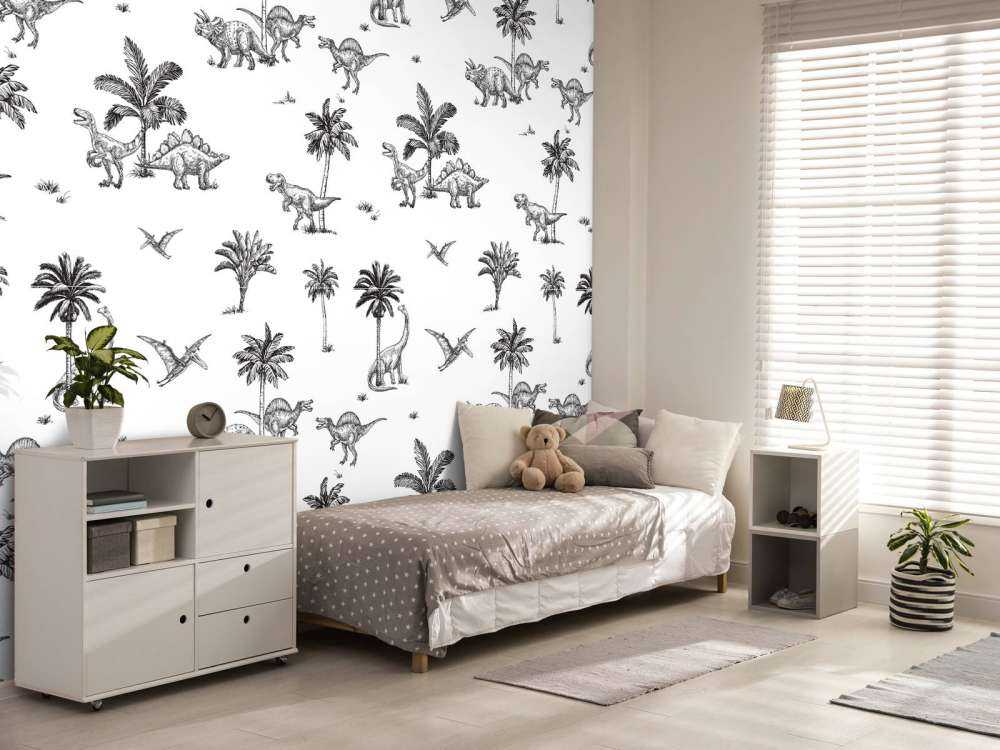 Dino-mönster i svart och vitt