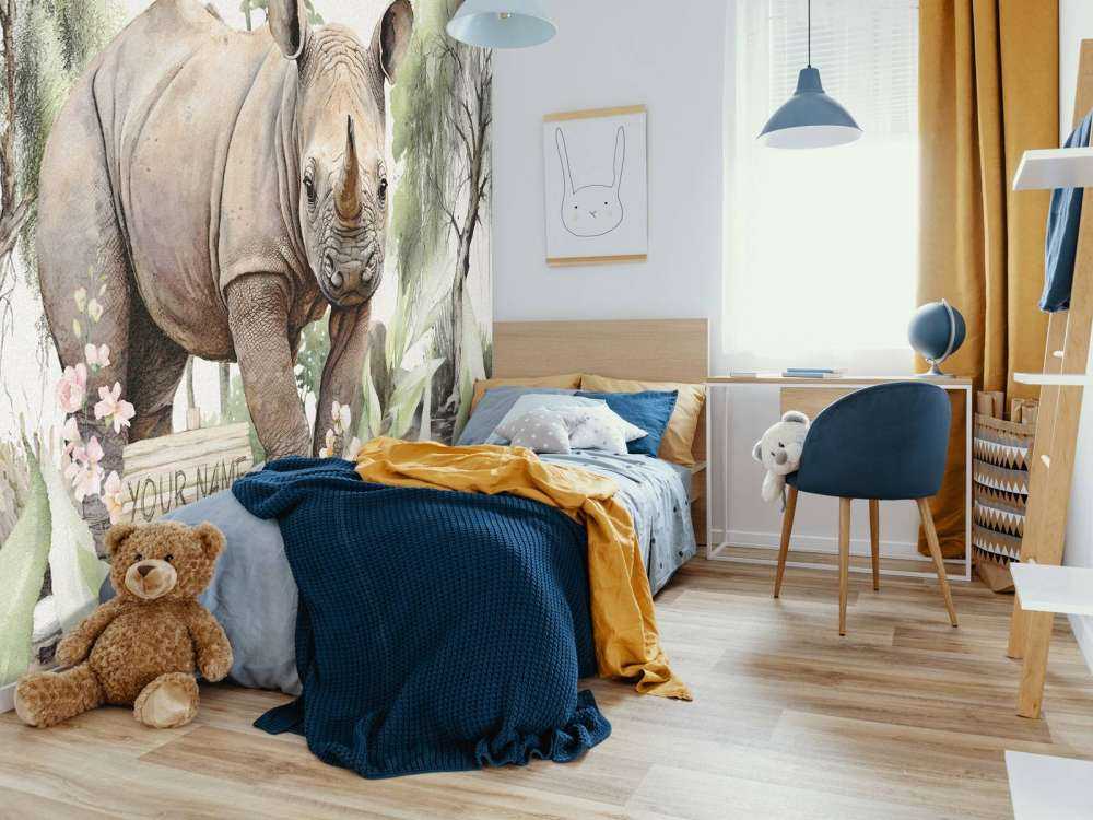 Noshörningsunge på savannen