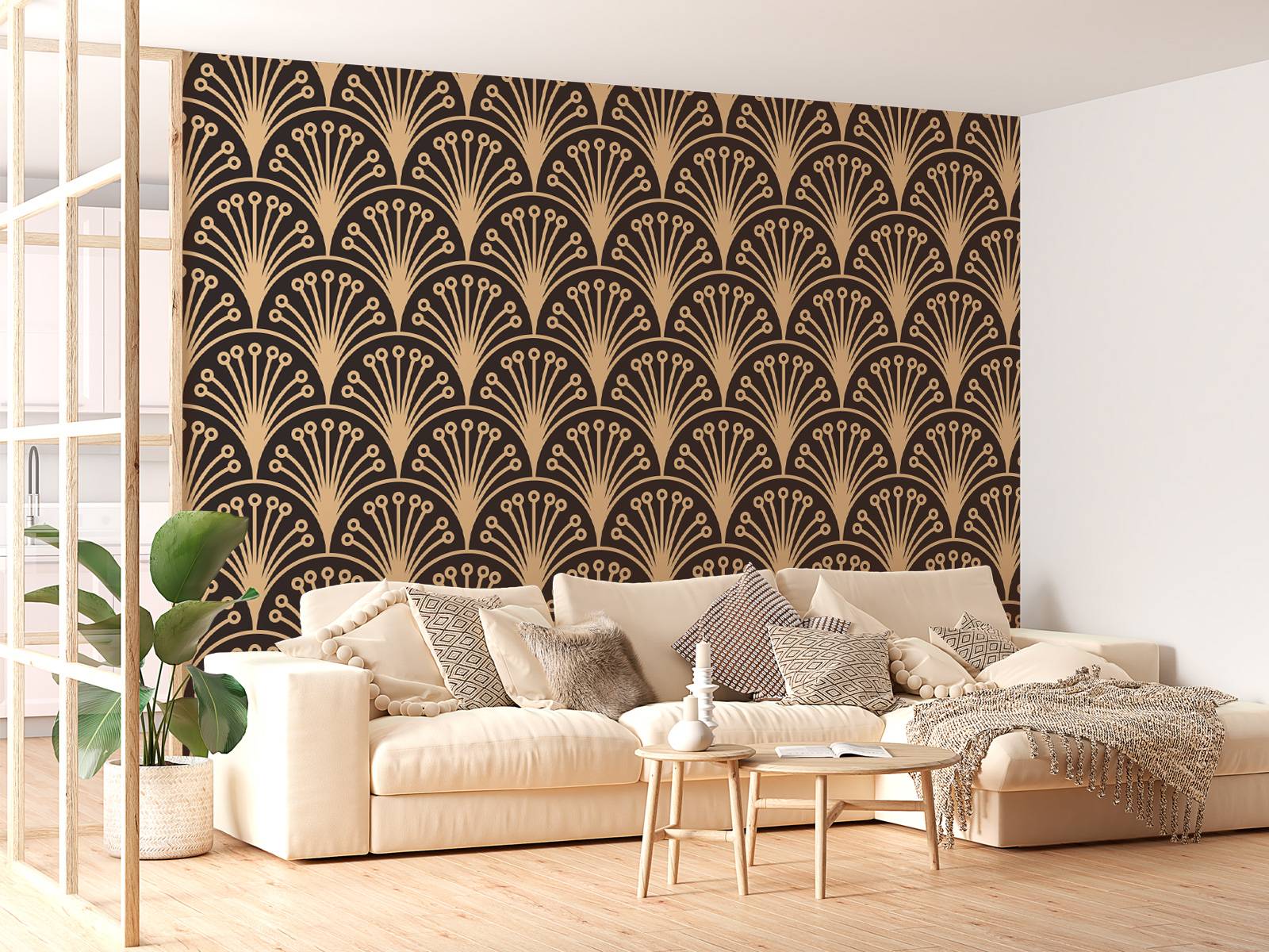 Guld art deco blommor