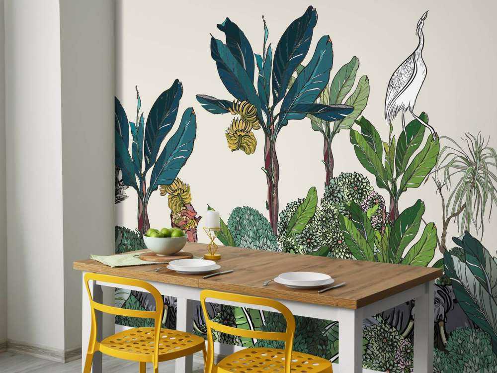 Djungel panorama med djur