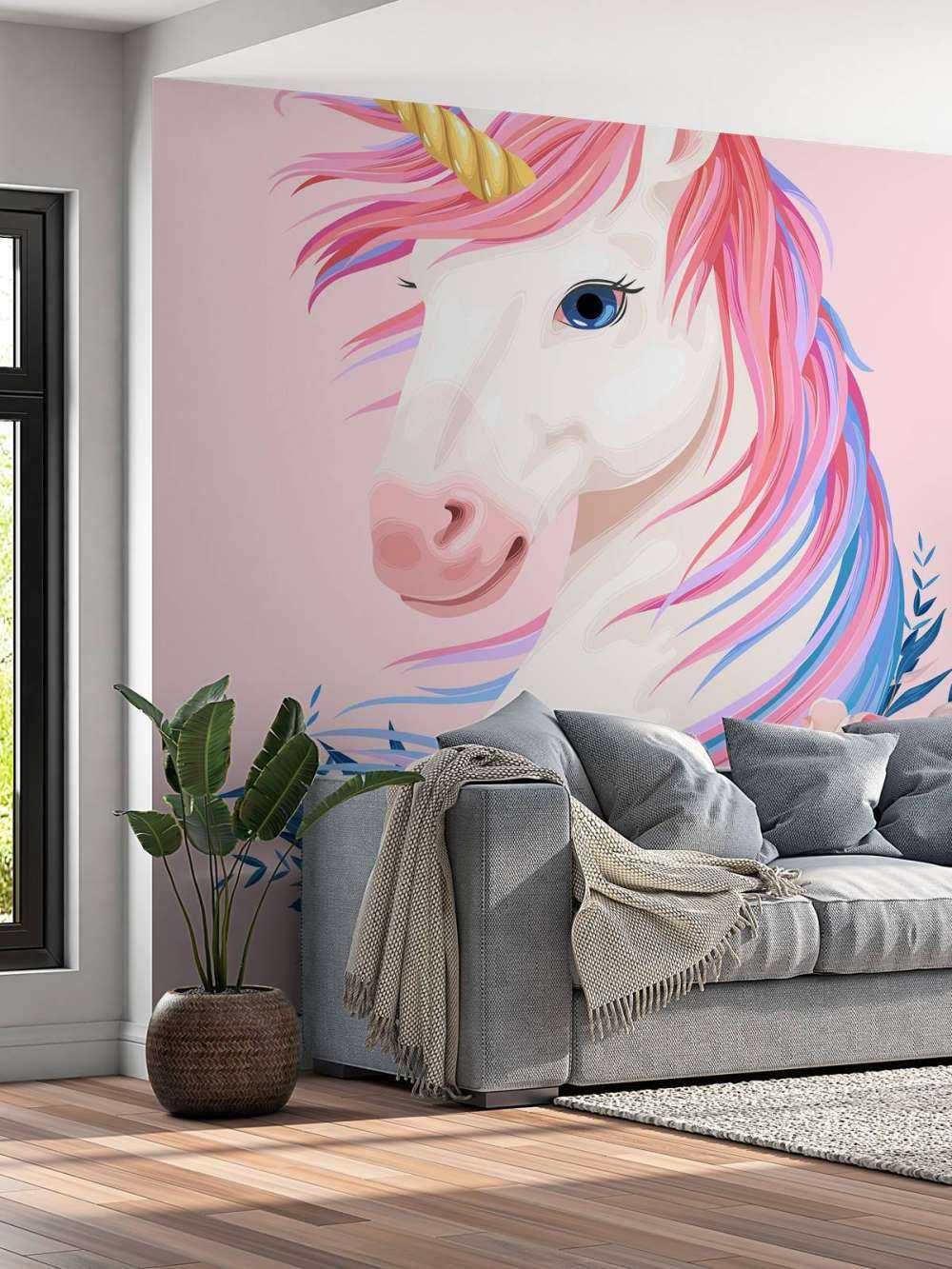 Enhörning med blommor