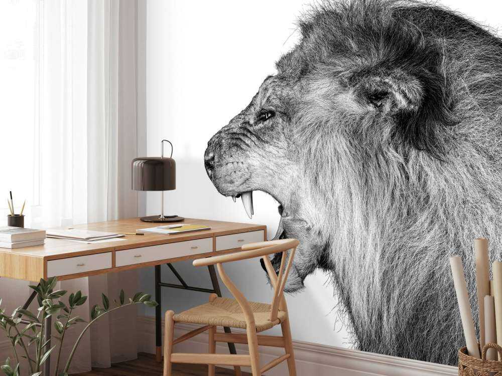 Brølende løve hvid