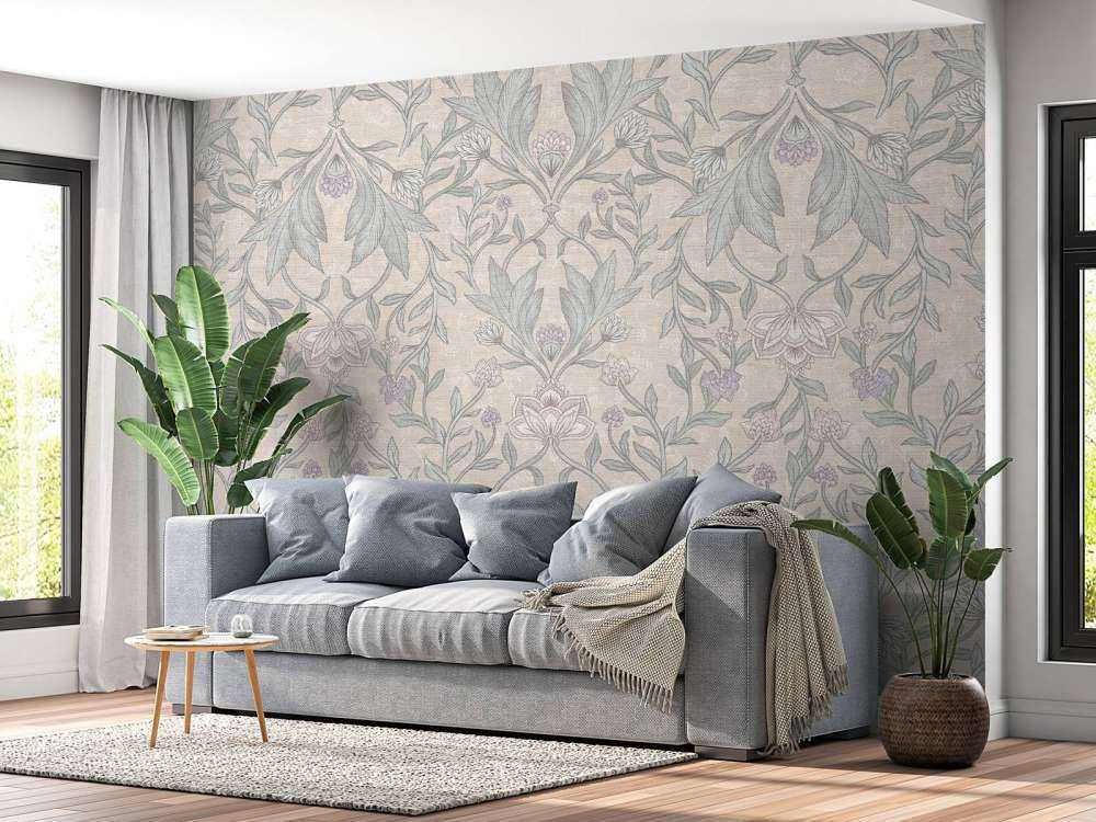 Morris blomsterdamask - neutral beige