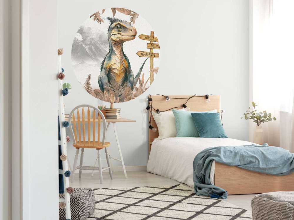 Baby velociraptor i den taupefarvede junglen