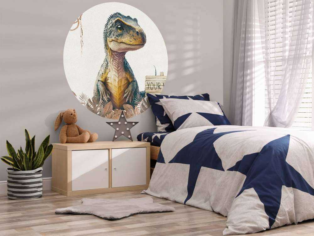 Baby t-rex i den taupefarvede junglen