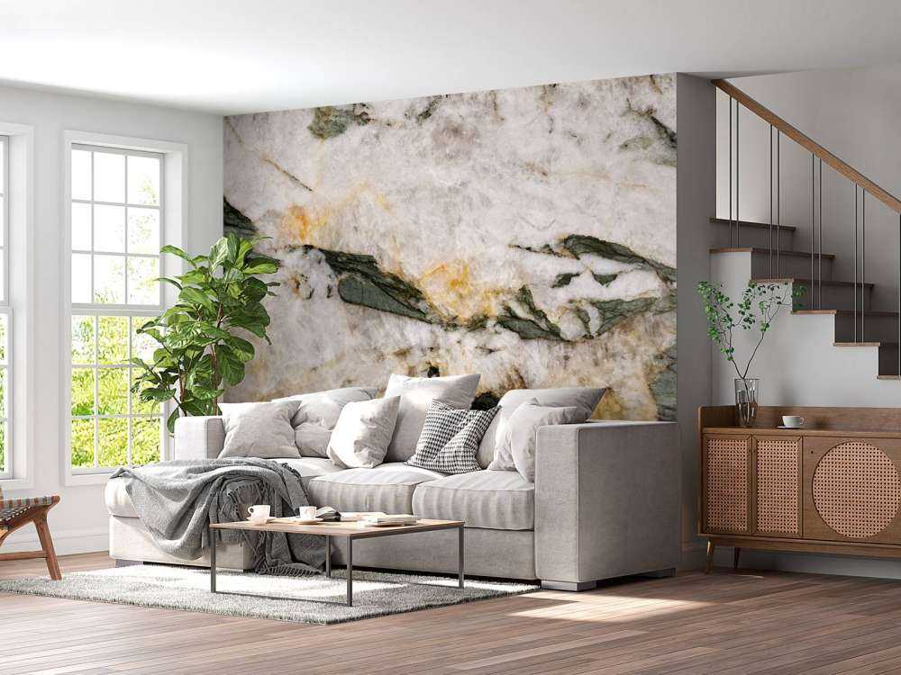 Hvid marmor med grønne elementer