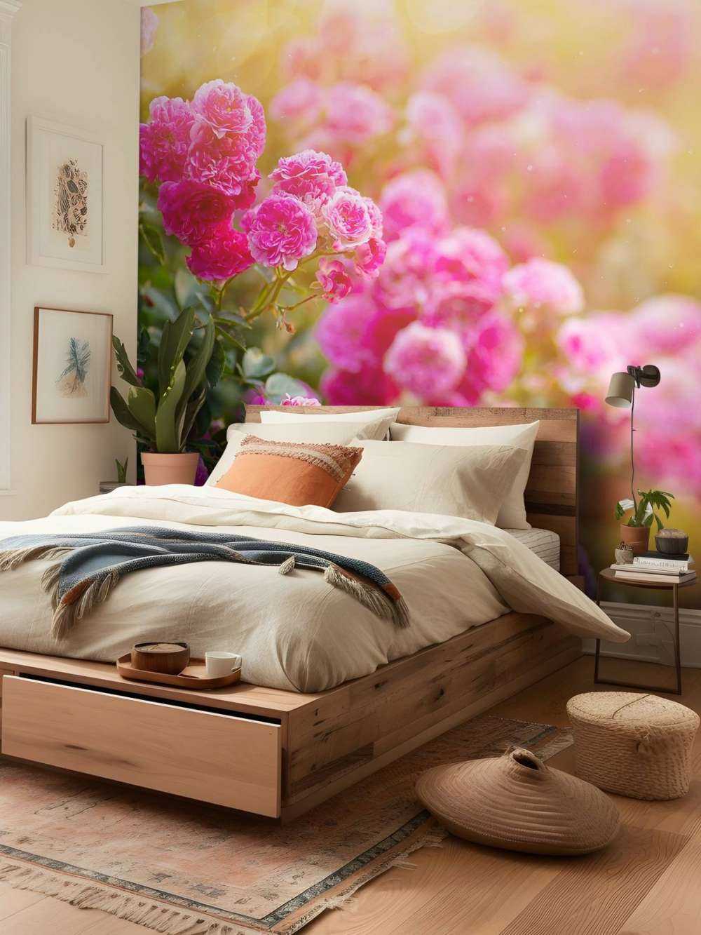 Lyserøde rosenbuske