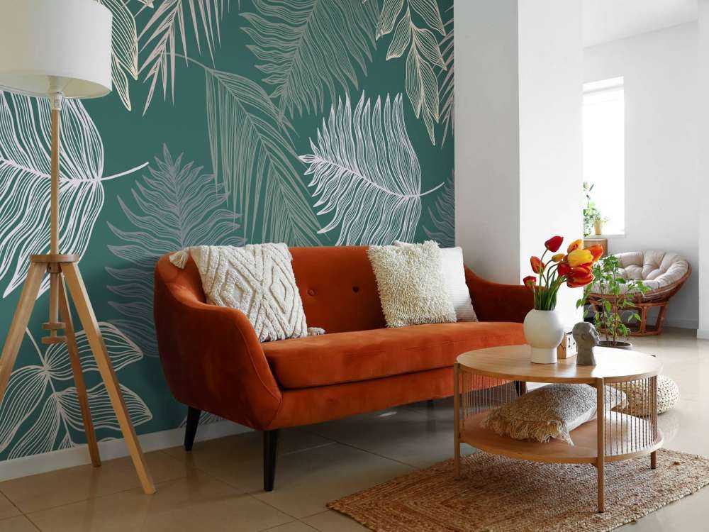 Palmeblad på grøn baggrund