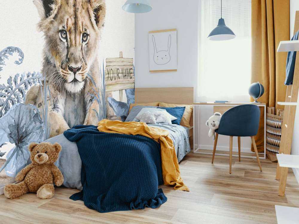 Ung løve i junglen blå