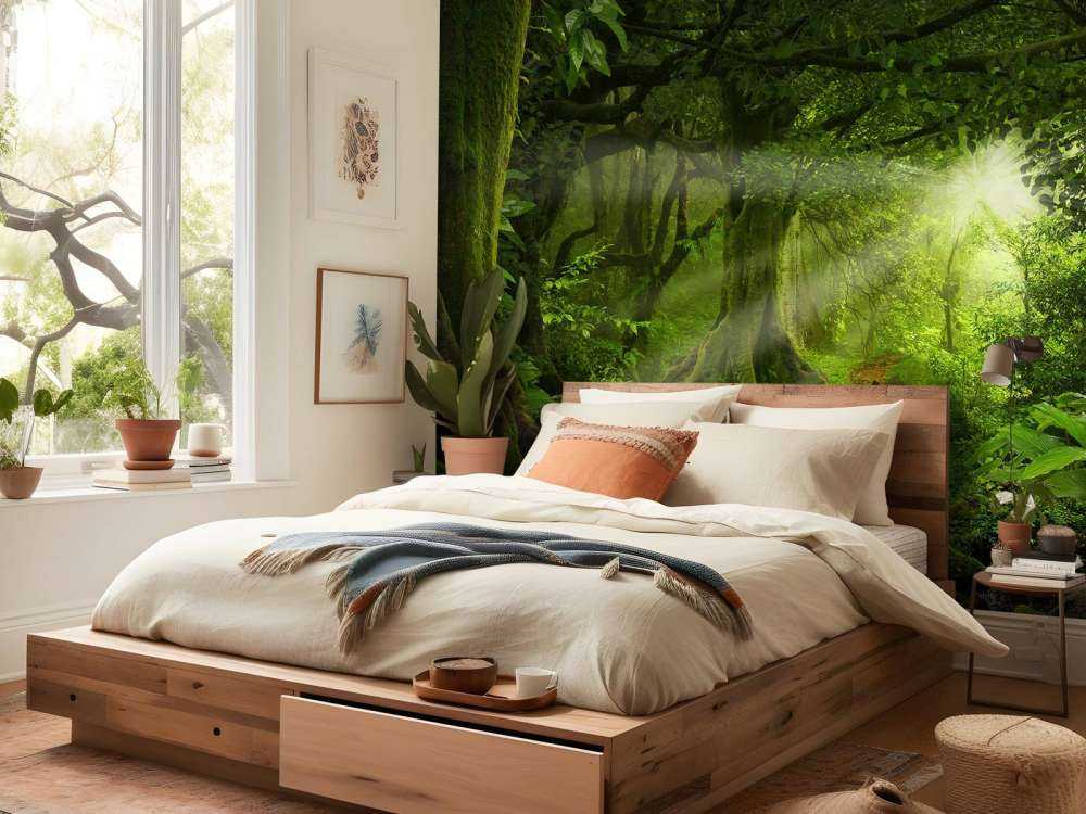 Tropisk jungle med sollys