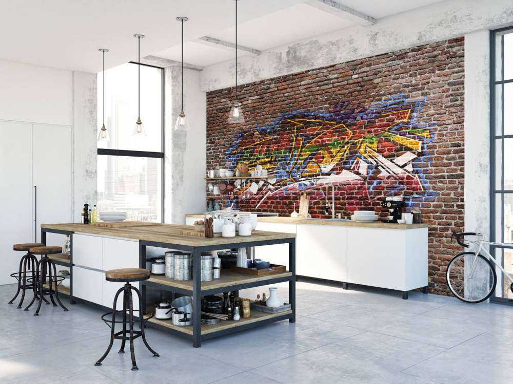 Graffiti på murstensvæg