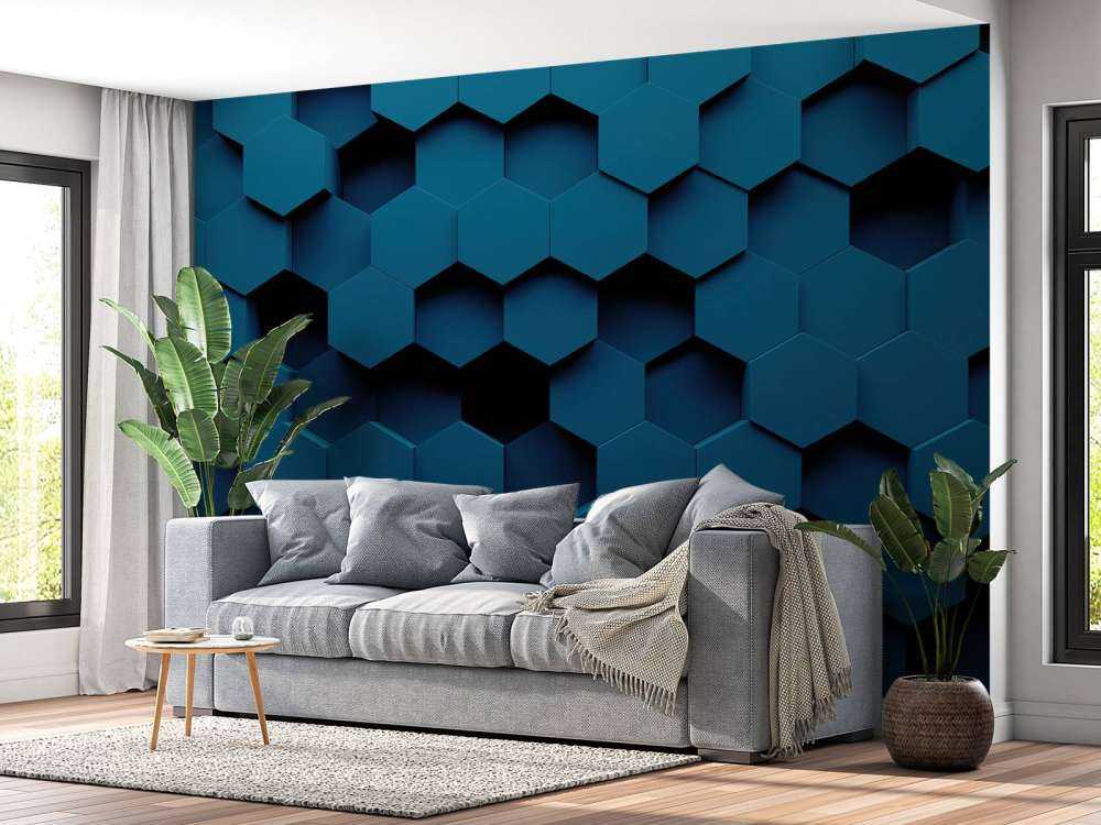 Mørkeblå Hexagons