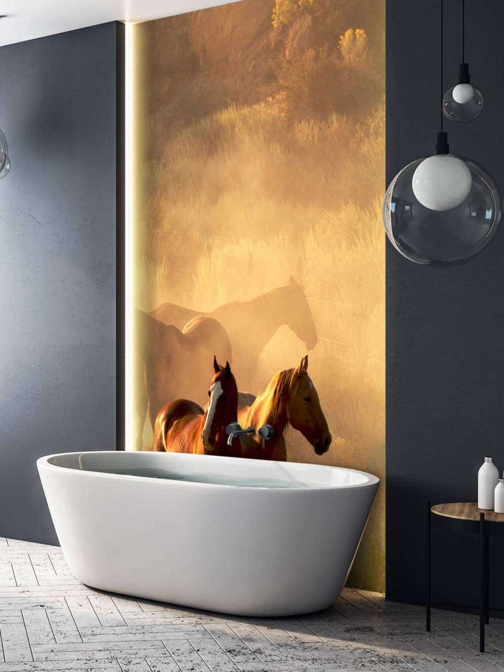 Heste under en solnedgang