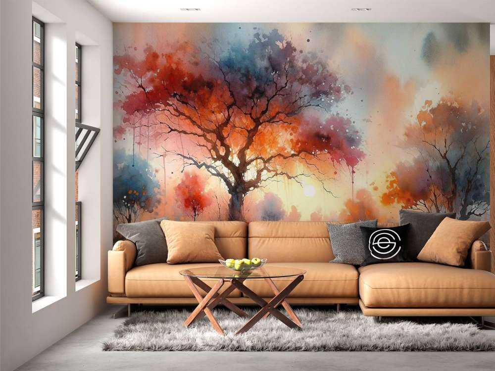 Høstens brennende baldakin i skumringen