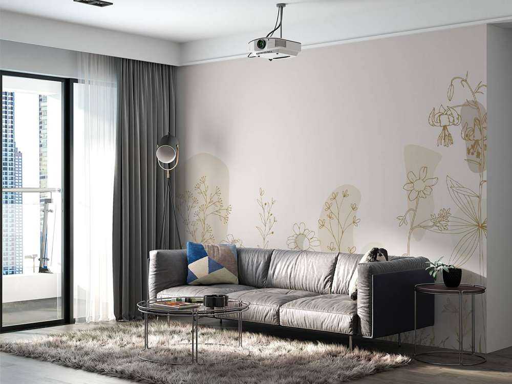 Blomsterfelt høyt beige og naturfarger