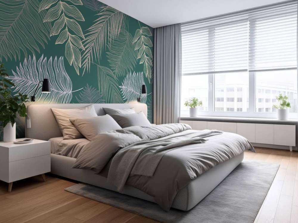 Palmeblad på grønn bakgrunn