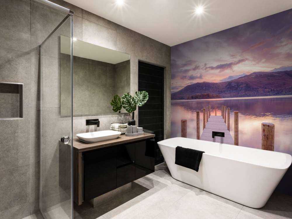 Trebrygge ved solnedgang