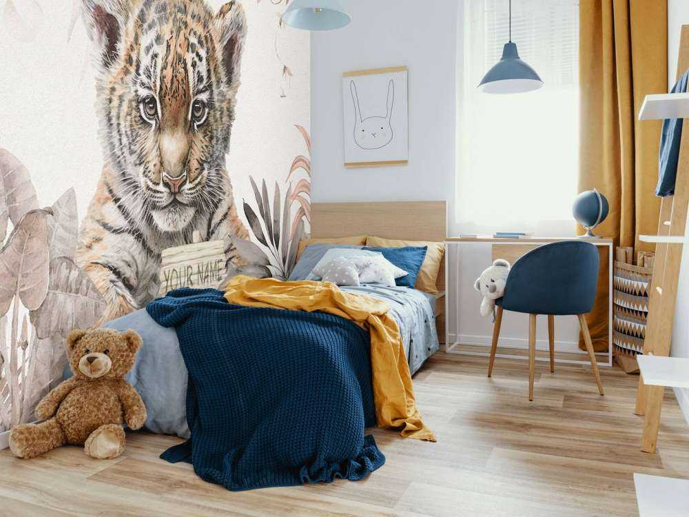 Søt tiger med planter taupe