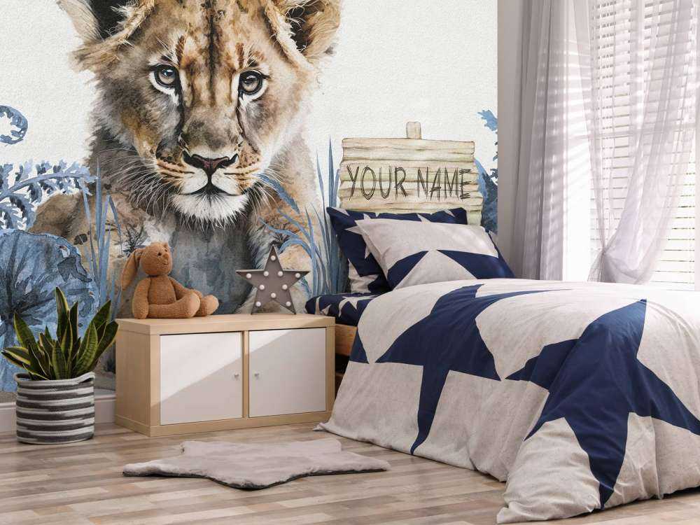 Ung løve i jungelen blå