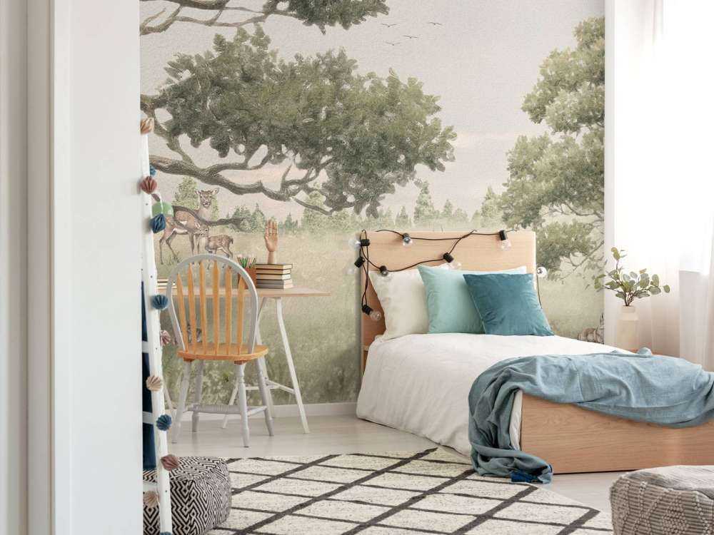 Landskap med dyr i beige