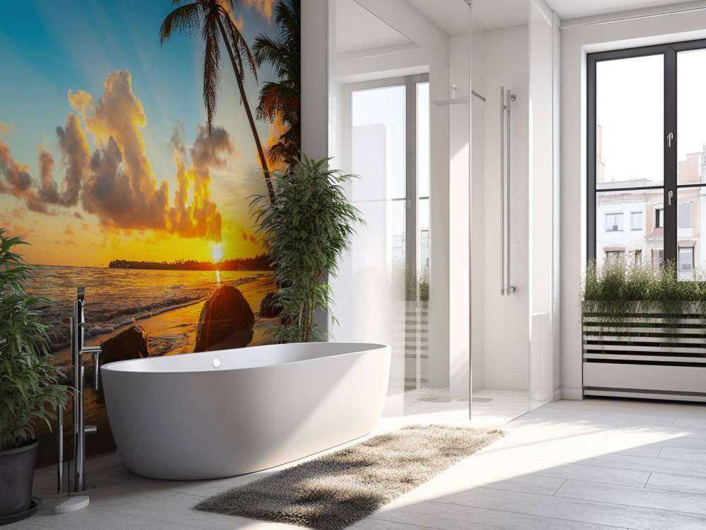 Solnedgang med palmer