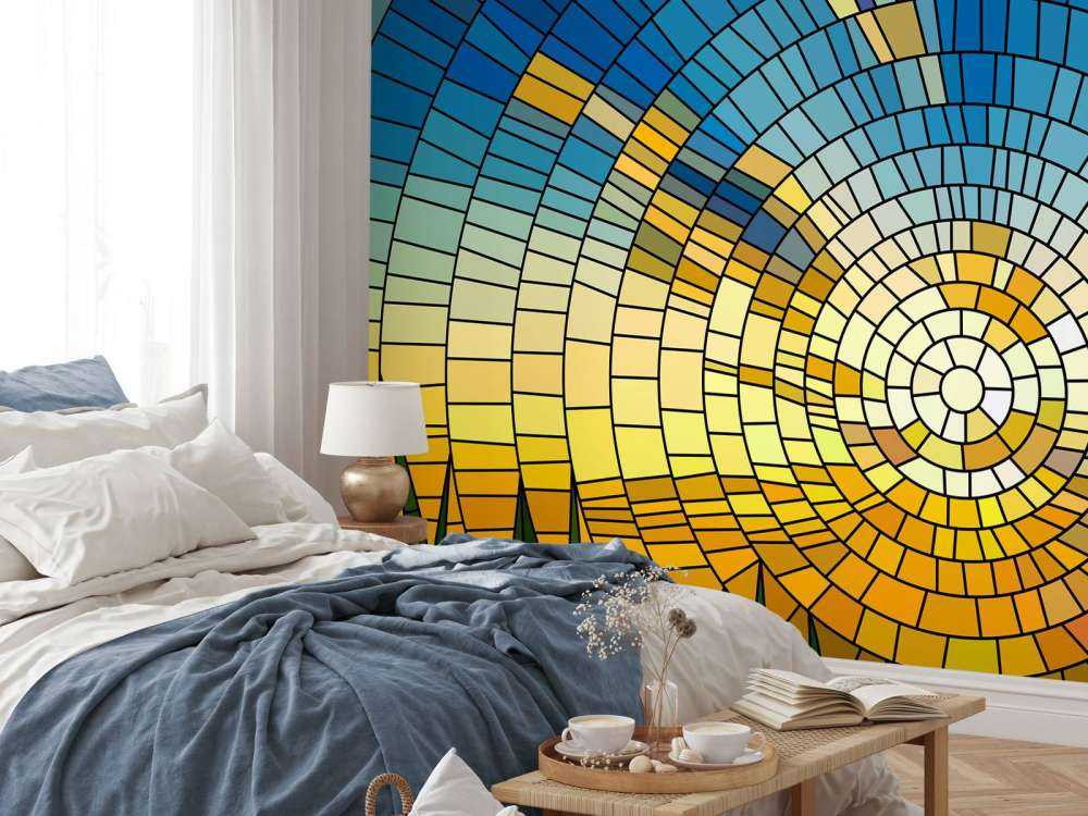 Solnedgang på en plen