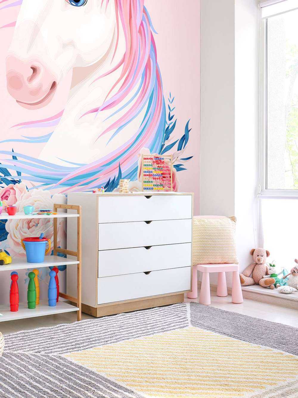 Enhjørning med blomster