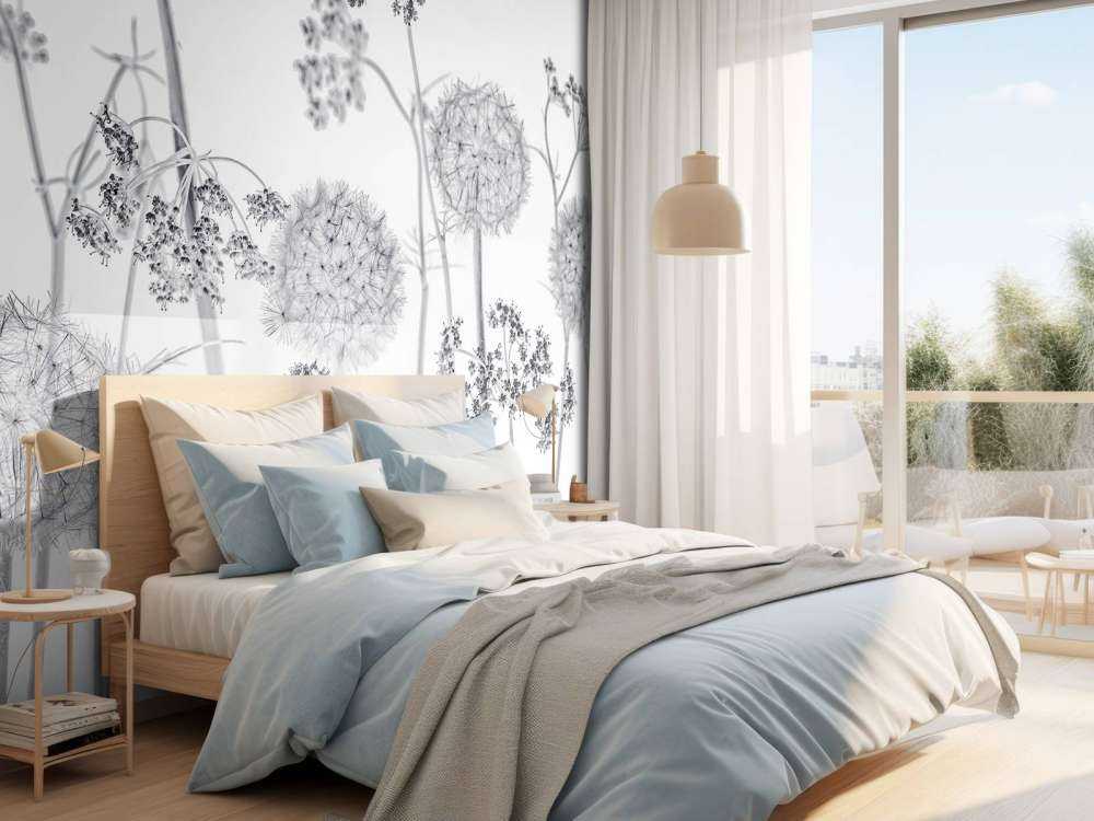 Engblomster i svart og hvitt