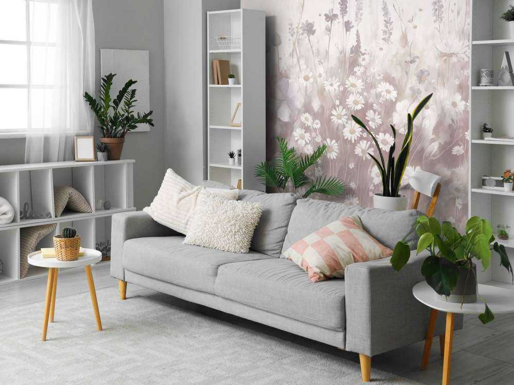 Frodig grönska av sommar dämpad rosa
