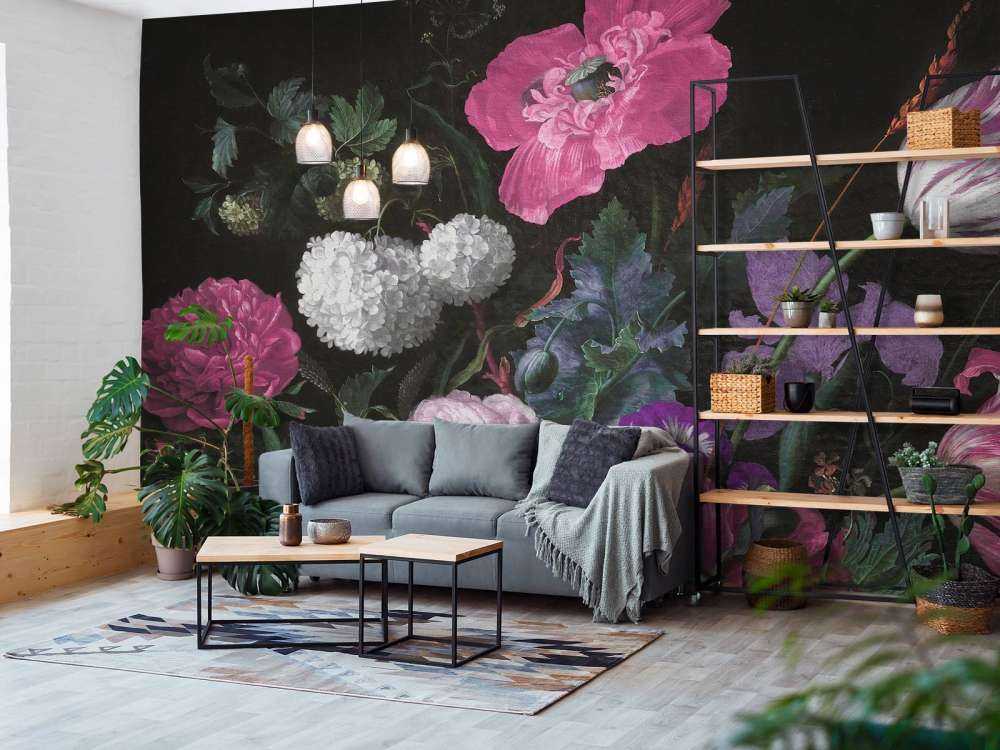 Stilleben med barockblommor - stämningsfull rosa