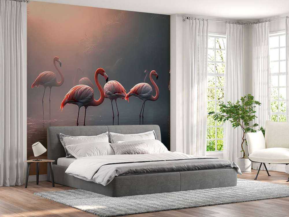 Dimmig Gryning Flamingos