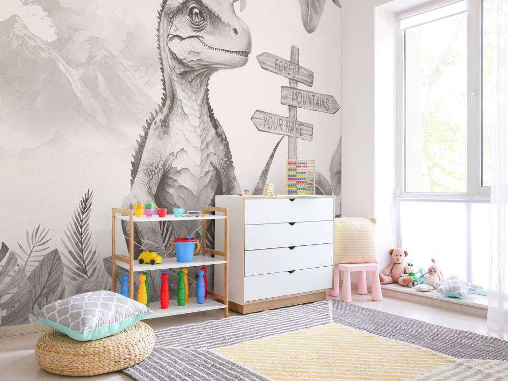 Baby velociraptor i den beige djungeln