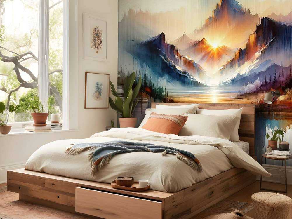 Akvarell Abstrakta Berg Landskap