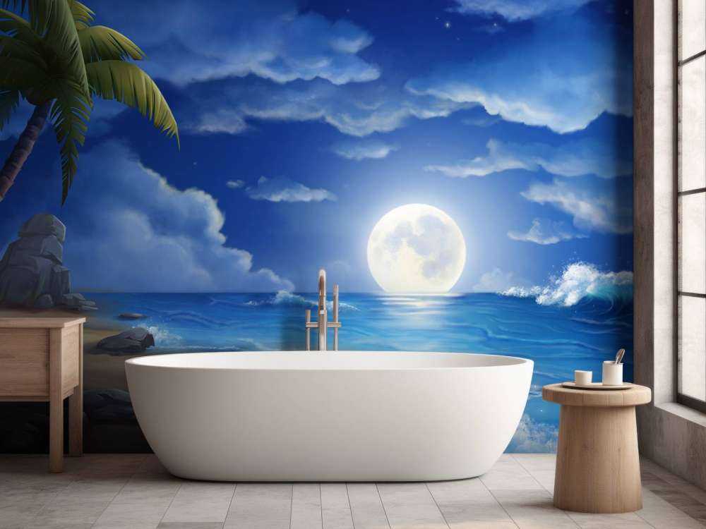 Vacker strand på natten