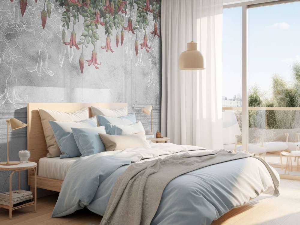 Klassisk grå panel med blommor